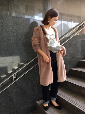 「YECCA VECCA（イェッカヴェッカ）のアイテム（ダウンジャケット/コート）」を使った、namiさん（レディース・157cm）の秋コーディネート