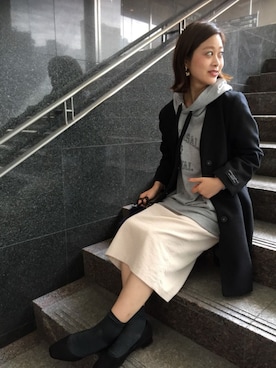 「YECCA VECCA（イェッカヴェッカ）のアイテム（ピーコート）」を使った、namiさん（レディース・157cm）の秋コーディネート