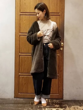 「YECCA VECCA（イェッカヴェッカ）のアイテム（ダウンジャケット/コート）」を使った、namiさん（レディース・157cm）の冬コーディネート