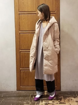 「YECCA VECCA（イェッカヴェッカ）のアイテム（ピーコート）」を使った、namiさん（レディース・157cm）の冬コーディネート