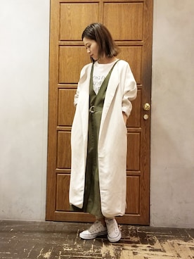 「Editt by YECCA VECCA（エディットバイイェッカヴェッカ）のアイテム（ノーカラージャケット）」を使った、namiさん（レディース・157cm）の春コーディネート