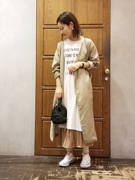 「Editt by YECCA VECCA（エディットバイイェッカヴェッカ）のアイテム（ノーカラージャケット）」を使った、namiさん（レディース・157cm）の春コーディネート