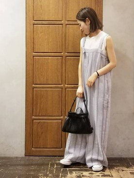 「Editt by YECCA VECCA（エディットバイイェッカヴェッカ）のアイテム（サロペット/オーバーオール）」を使った、namiさん（レディース・157cm）の春コーディネート