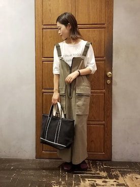 「YECCA VECCA（イェッカヴェッカ）のアイテム（オールインワン・サロペット）」を使った、namiさん（レディース・157cm）の夏コーディネート