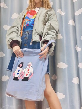 「SLY（スライ）のアイテム（MA-1）」を使った、🤖さん（レディース・156cm）の冬コーディネート