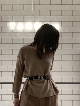 「アイテム（トップス、ブラウン系）」を使った、yoshiさん（レディース・166cm）の夏コーディネート