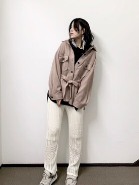 yoshiさんの「AUNT MARIE'S ボンディングスエードCPOシャツジャケット」を使ったコーディネート
