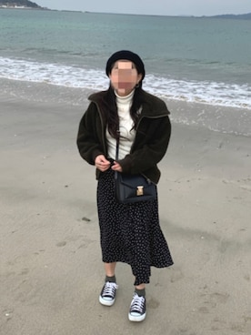 「UNIQLO（ユニクロ）のエクストラファインメリノリブタートルネックセーター（長袖）（ニット/セーター）」を使った、Runa さん（レディース・155cm）の春コーディネート