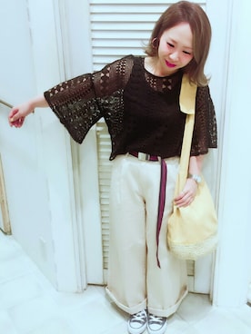 「アイテム（チノパンツ）」を使った、pucchinさん（レディース・148cm）の春コーディネート