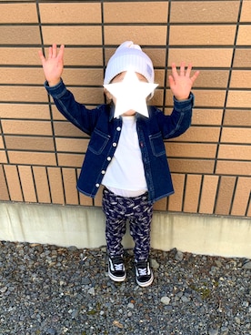 「無印良品（ムジルシリョウヒン）のアイテム（デニムジャケット）」を使った、SA__YOさん（キッズ・90cm）の春コーディネート