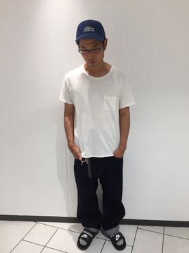 「＃デニム」｜「アイテム（帽子）」を使った、ゴンケさん（メンズ・170cm）の夏コーディネート