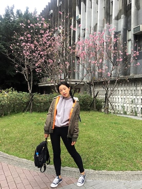 「CACO（カコ）のアイテム（ジャケット/アウター）」を使った、Yukiさん（レディース・160cm）の春コーディネート