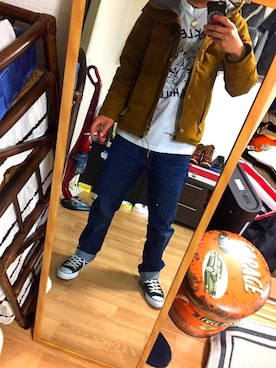 「ストリートカジュアル」｜「アイテム（ダウンジャケット/コート）」を使った、Naoto  Fruscianteさん（メンズ・168cm）の冬コーディネート