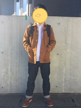 「白シャツ×デニム」｜「アイテム（ジャケット/アウター）」を使った、Naoto  Fruscianteさん（メンズ・170cm）の冬コーディネート