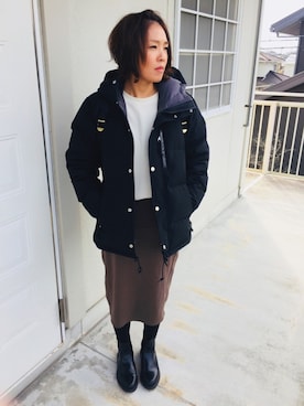 「チェルシーブーツ」｜「アイテム（ダウンジャケット/コート）」を使った、Naoto  Fruscianteさん（メンズ・170cm）の冬コーディネート