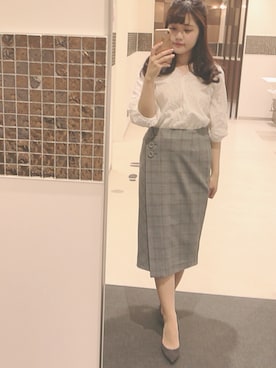 「白トップス」｜yuriさん（レディース・151cm・20代）の春コーディネート