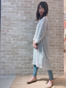 「春ワンピ」｜「アイテム（シャツワンピース）」を使った、Tamakoさん（レディース・161cm）の冬コーディネート