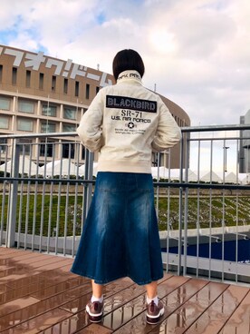 「春物」｜「アイテム（ブルゾン）」を使った、ayanoさん（レディース・161cm）の冬コーディネート