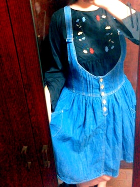 「POU DOU DOU（プードゥドゥ）のアイテム（シャツ/ブラウス、ブラック系）」を使った、もよ子さん（レディース・160cm）の秋コーディネート