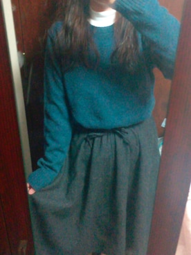 「ハイネックトップス」｜もよ子さん（レディース・160cm）の秋コーディネート