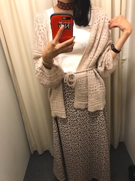 「GU（ジーユー）のアイテム（スカート、ブラウン系）」を使った、ぽよ。さん（レディース・163cm）の秋コーディネート