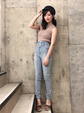 「アイテム（キャスケット）」を使った、Reina¨̮♡さん（レディース・152cm・10代）の春コーディネート