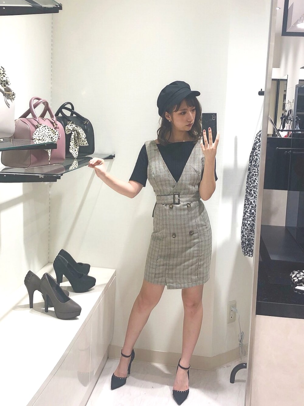 「LIPSERVICEのラップジャンパースカート（ジャンパースカート、その他）」を使った、Reina¨̮♡さん（レディース・152cm）の夏コーディネートの1枚目の写真