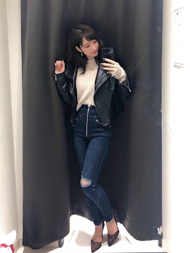 「LIPSERVICE（リップサービス）のアイテム（ジャケット/アウター）」を使った、Reina¨̮♡さん（レディース・152cm）の秋コーディネート