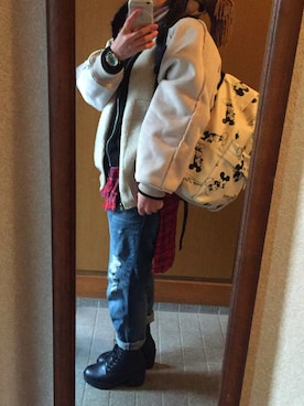 「LIVEコーデ」｜「アイテム（その他アウター）」を使った、らなさん（レディース・155cm）の冬コーディネート