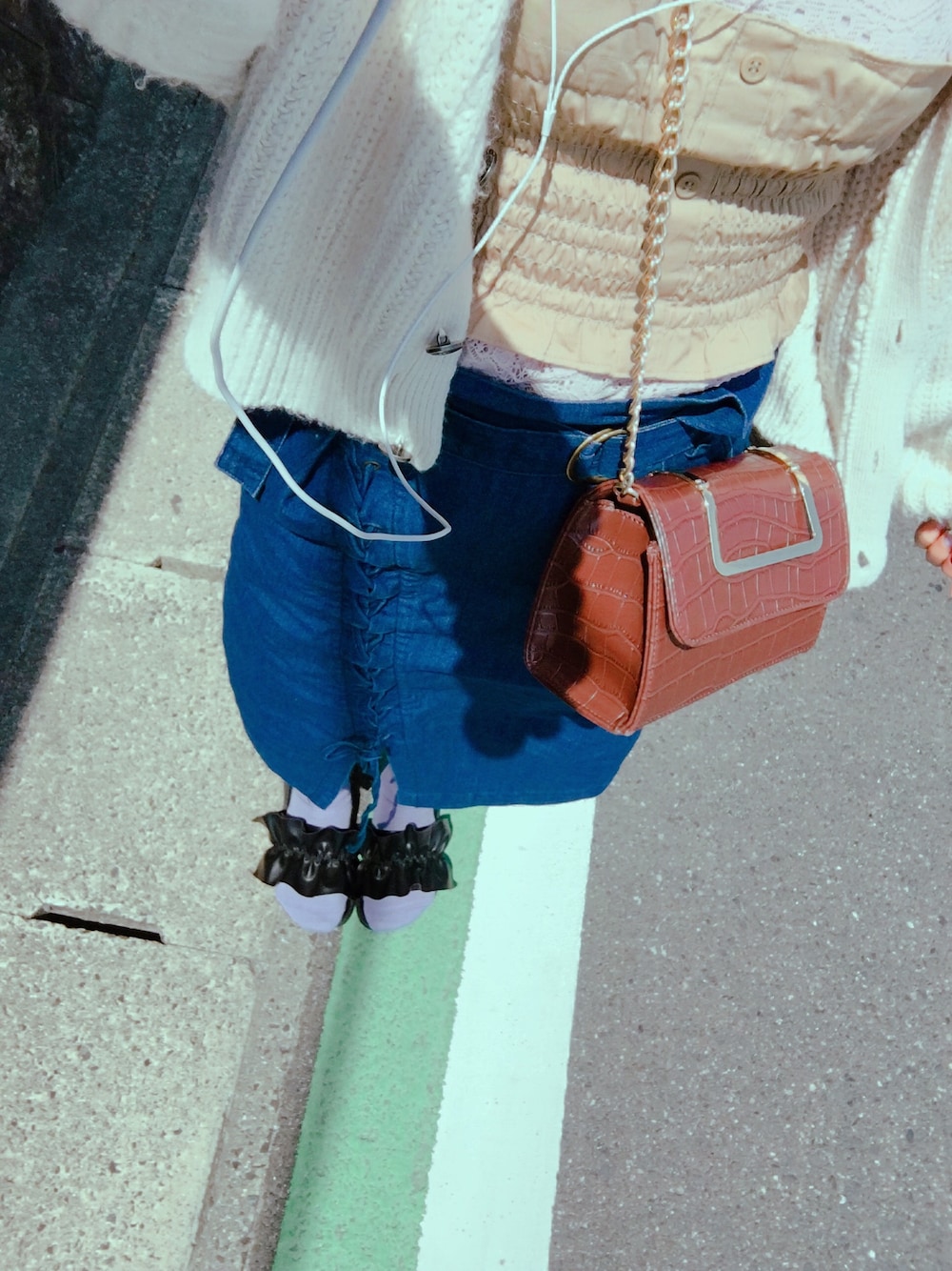 「ビスチェ」｜「Green　Parksのアイテム（その他トップス、ベージュ系）」を使った、らなさん（レディース・155cm）の春コーディネートの1枚目の写真