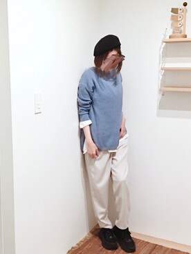 「NATURAL BEAUTY BASIC（ナチュラルビューティーベーシック）のアイテム（ハンチング/ベレー帽）」を使った、𝚖𝚒𝚑𝚘さん（レディース・166cm）の春コーディネート