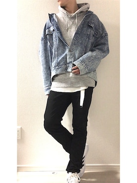 「kutir」｜「アイテム（デニムジャケット）」を使った、yukiさん（メンズ・171cm）の冬コーディネート