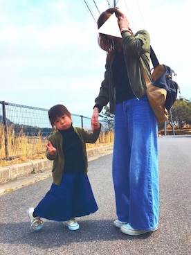 「Right-on（ライトオン）のアイテム（ノーカラージャケット）」を使った、Sayuri Shinagawaさん（レディース・162cm）の春コーディネート