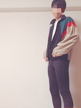 「LIDNM（リドム）のiSKOハイストレッチスキニー（デニムパンツ、ブラック系）」を使った、ボブサさん（メンズ・178cm）の冬コーディネート