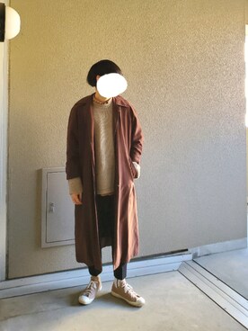 「Calvin Klein（カルバン・クライン）のアイテム（ステンカラーコート）」を使った、muuさん（メンズ・174cm）の冬コーディネート