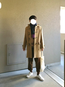 「バーバリー」｜「アイテム（ダッフルコート）」を使った、muuさん（メンズ・174cm）の冬コーディネート