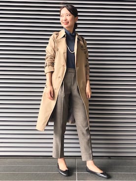 「green label relaxing（グリーンレーベルリラクシング）のアイテム（トレンチコート）」を使った、橋本（hashimoto）さん（レディース・165cm）の秋コーディネート