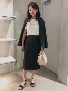 「Tシャツ/カットソー」｜「アイテム（ノーカラージャケット）」を使った、橋本（hashimoto）さん（レディース・165cm）の春コーディネート