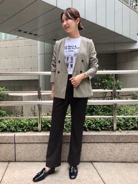 「Tシャツ/カットソー」｜「アイテム（ノーカラージャケット）」を使った、橋本（hashimoto）さん（レディース・165cm）の夏コーディネート