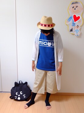 「CUNE（キューン）のアイテム（帽子）」を使った、ちぇぶさんさん（レディース・154cm）の夏コーディネート