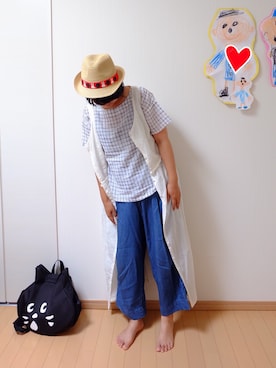 「ゆるカジ」｜「アイテム（ワンピース/ドレス）」を使った、ちぇぶさんさん（レディース・154cm）の夏コーディネート
