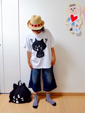 「CUNE（キューン）のアイテム（帽子）」を使った、ちぇぶさんさん（レディース・154cm）の夏コーディネート