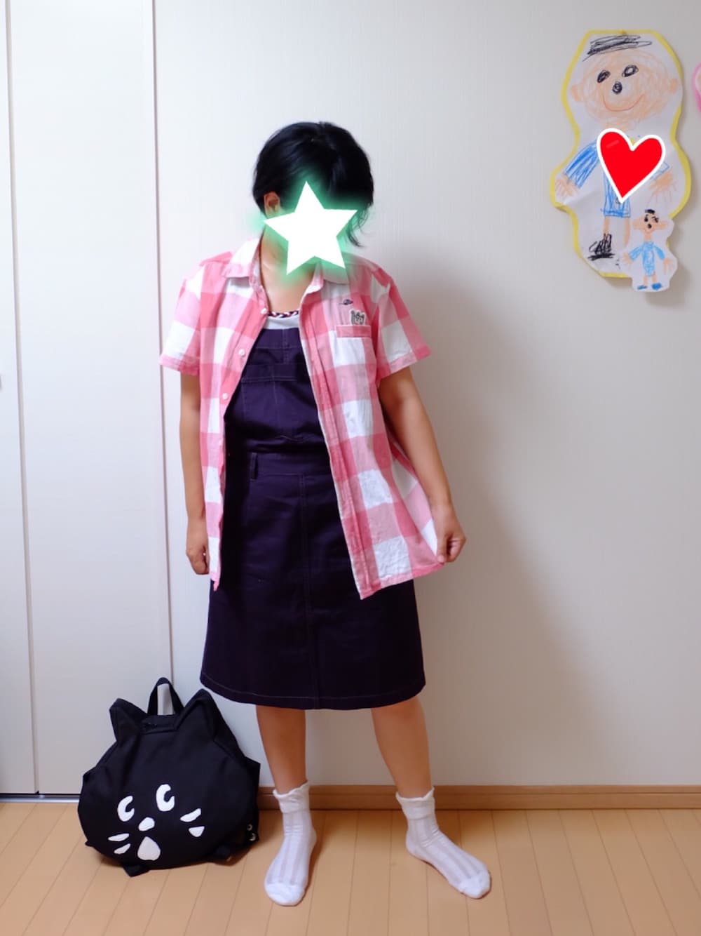 「アラフォーママコーデ、男の子ママ、ゆるコーデ、ゆるカジ、FRAPBOIS half、Laundry、にゃー、ne-net、エアコン苦手、冷え性」｜「Laundryのアイテム（シャツ/ブラウス、ピンク系）」を使った、ちぇぶさんさん（レディース・154cm）の夏コーディネートの1枚目の写真
