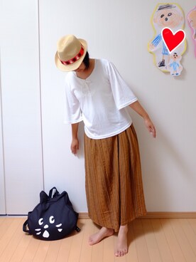 「CUNE（キューン）のアイテム（帽子）」を使った、ちぇぶさんさん（レディース・154cm）の夏コーディネート