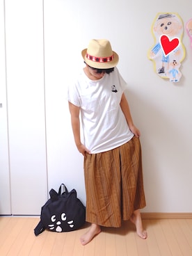 「CUNE（キューン）のアイテム（帽子）」を使った、ちぇぶさんさん（レディース・154cm）の夏コーディネート