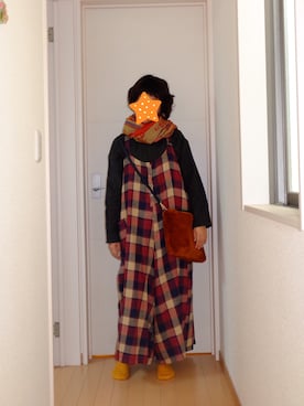 「AS KNOW AS」｜「アイテム（オールインワン・サロペット）」を使った、ちぇぶさんさん（レディース・154cm）の冬コーディネート