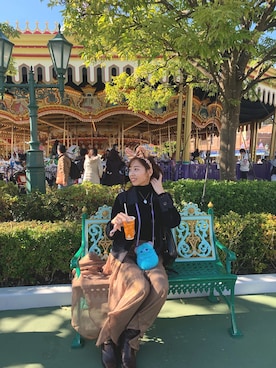 「ディズニーランド」｜「アイテム（その他アウター）」を使った、maoさん（レディース・160cm）の秋コーディネート