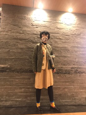 「CONVERSE（コンバース）のアイテム（ノーカラージャケット）」を使った、NECOさん（レディース・164cm）の秋コーディネート
