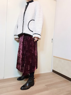「TODAYFUL（トゥデイフル）のアイテム（ノーカラージャケット）」を使った、NECOさん（レディース・164cm）の冬コーディネート