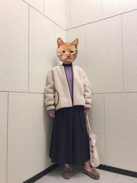 「TODAYFUL（トゥデイフル）のアイテム（ノーカラージャケット）」を使った、NECOさん（レディース・164cm）の冬コーディネート